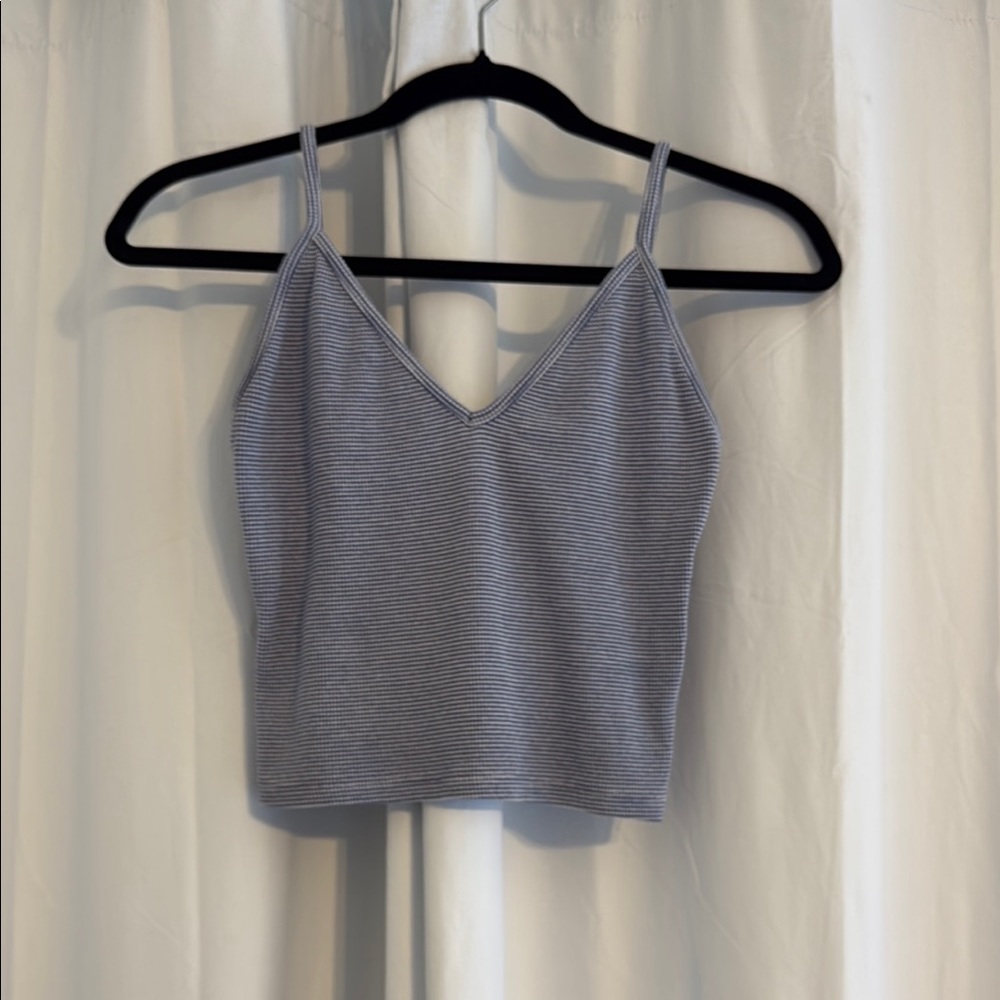 Brandy Melville Ribbed Striped Crop Tank Blue White One Size